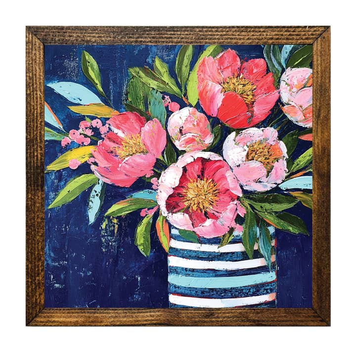 KONSTNÄRLIG SERIE TIMBERLAND-BLÅ & ROSA BLOMMOR RANDIG VAS för wholesale av Jarmz Designs