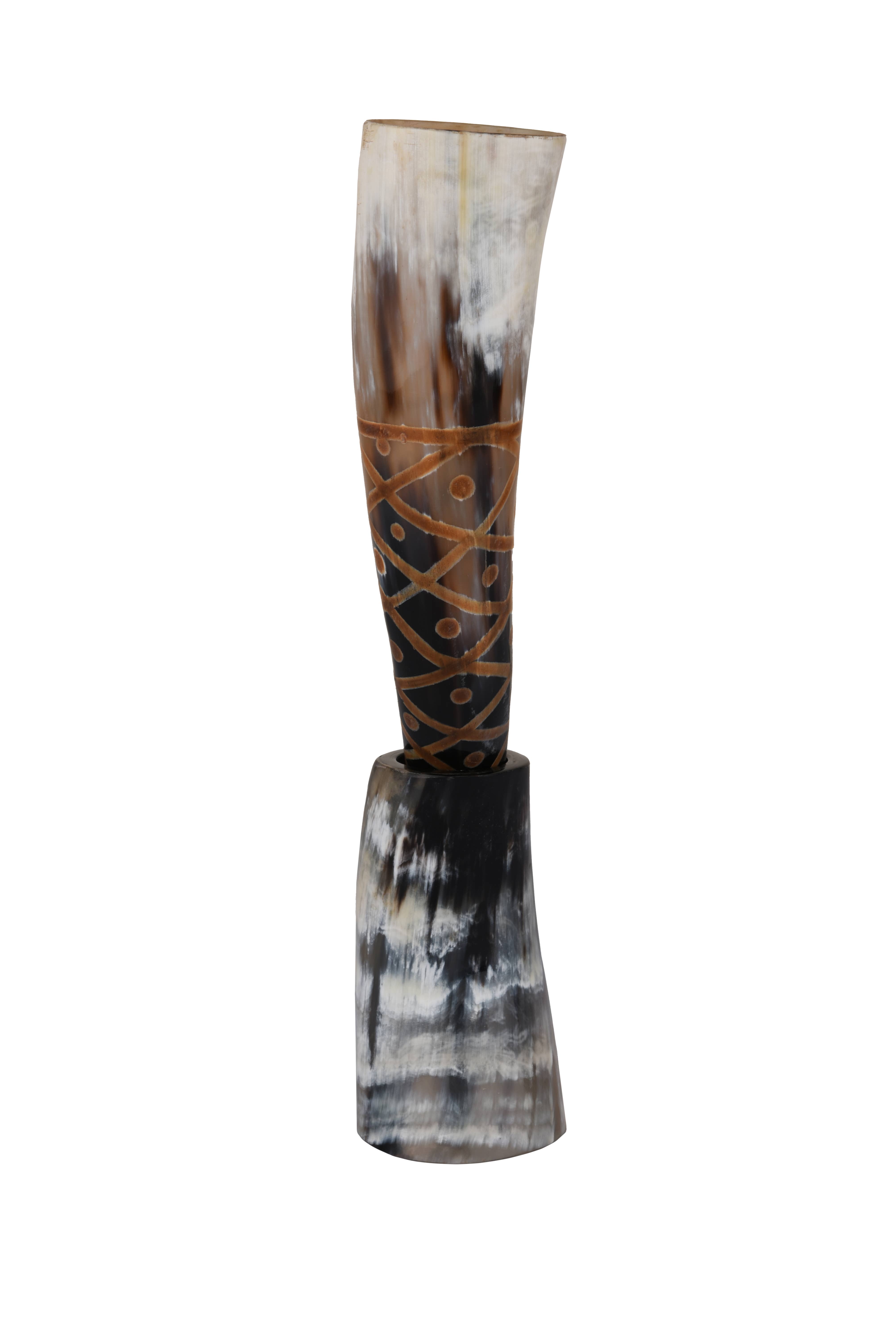 Handicrafts Home - Wholesale Drinking Glass/Cup - Drinking Horn with Stand - Holds Upto 16 oz, Burnt Craft4
