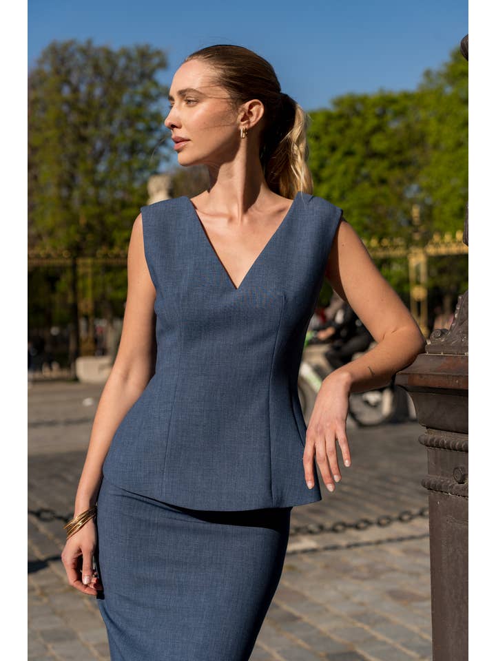 Attentif Paris - Venta al por mayor Blusa - Mujer - Top sin mangas con escote en V24