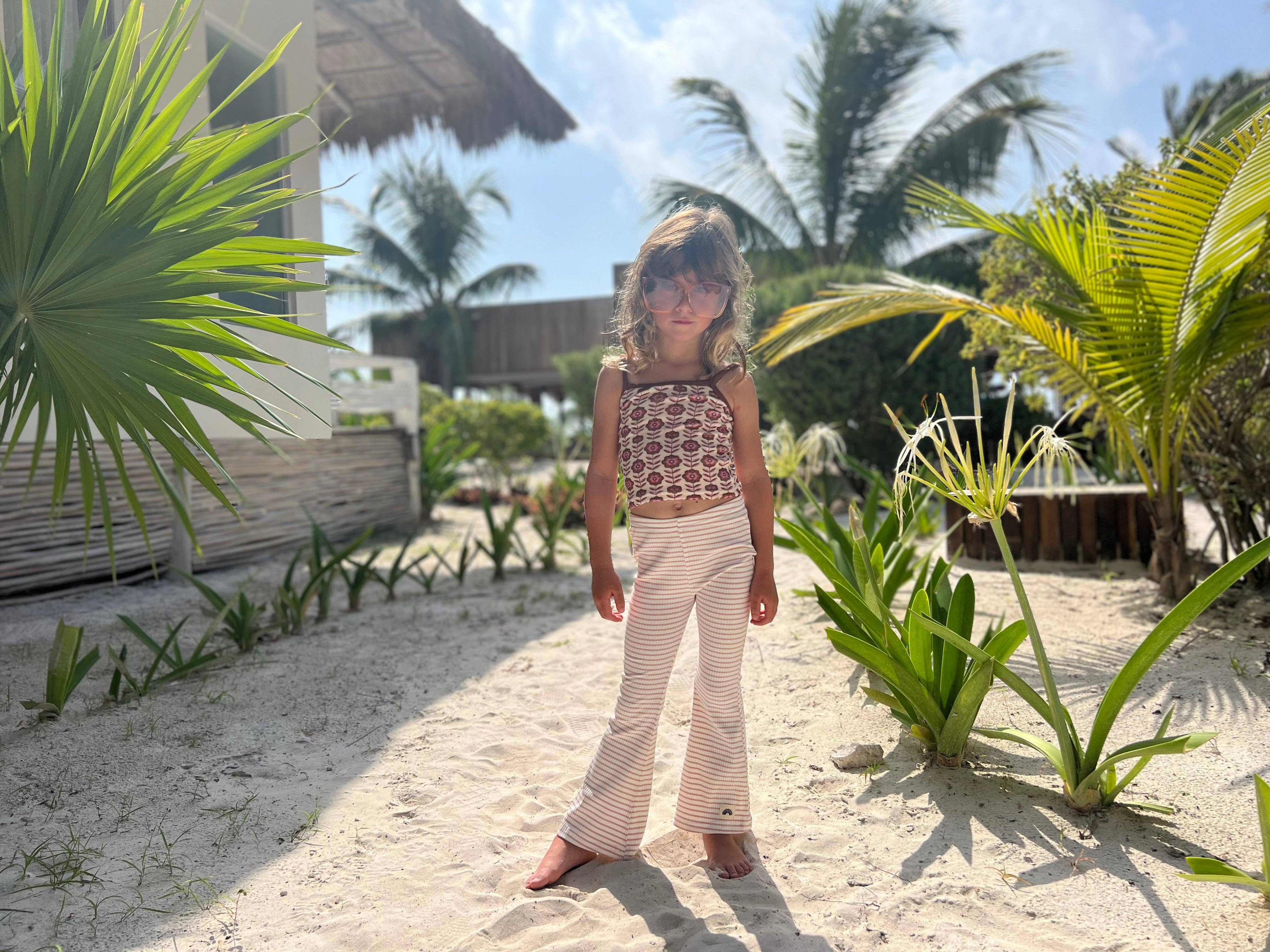 Flared Leggings - Pink Stripes for wholesale on Faire4