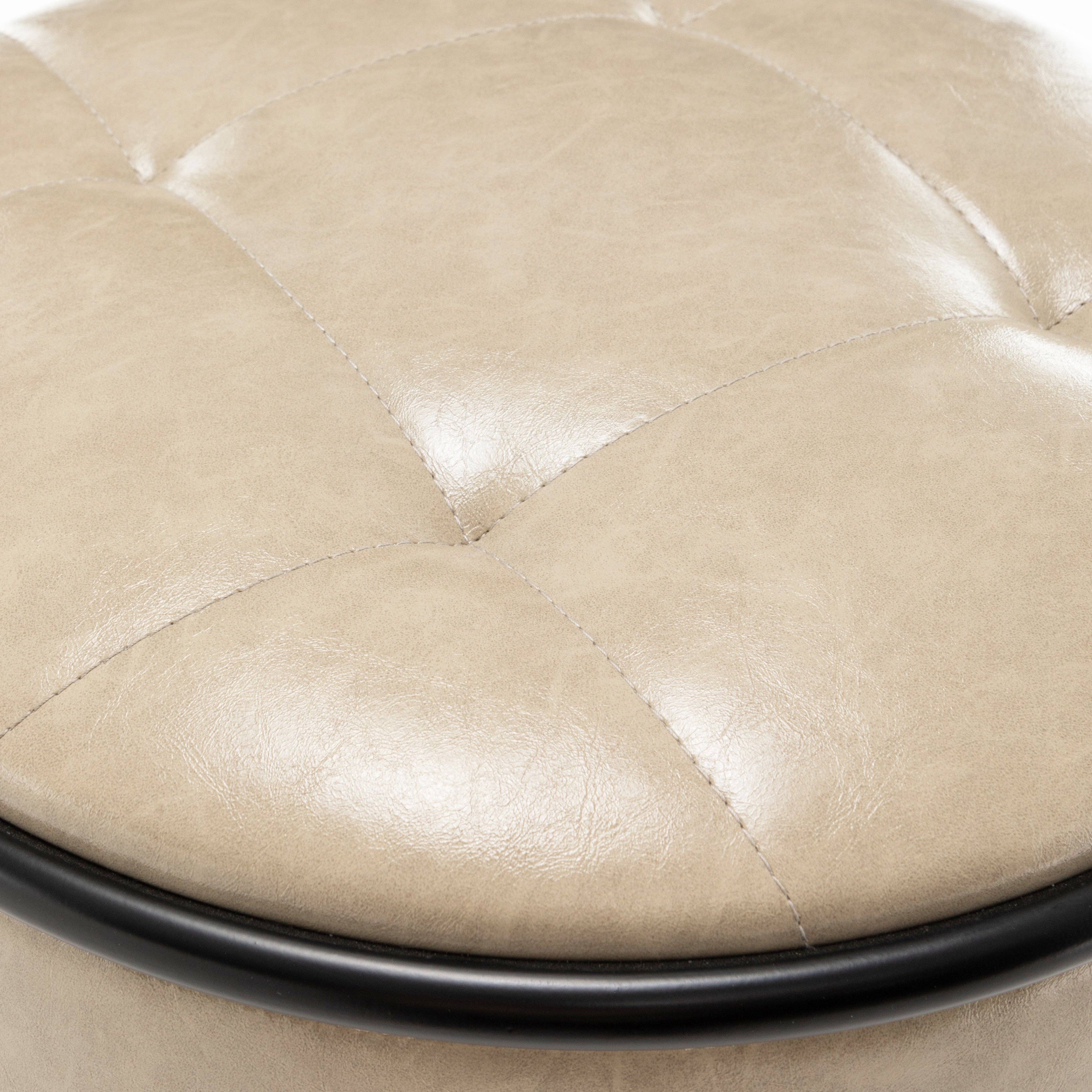 Orange County Decor - Wholesale Stool - Round Storage Bar Stool Set Of 2, Khaki Faux Leather Height Adjustable Barstool, 360 Counter Height Swivel Stool, Armless Bar Chair With Metal Frame For Kitchen Counter Dining Living Room Khaki Set25