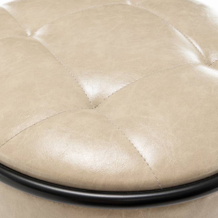 Orange County Decor - Wholesale Stool - Round Storage Bar Stool Set Of 2, Khaki Faux Leather Height Adjustable Barstool, 360 Counter Height Swivel Stool, Armless Bar Chair With Metal Frame For Kitchen Counter Dining Living Room Khaki Set25