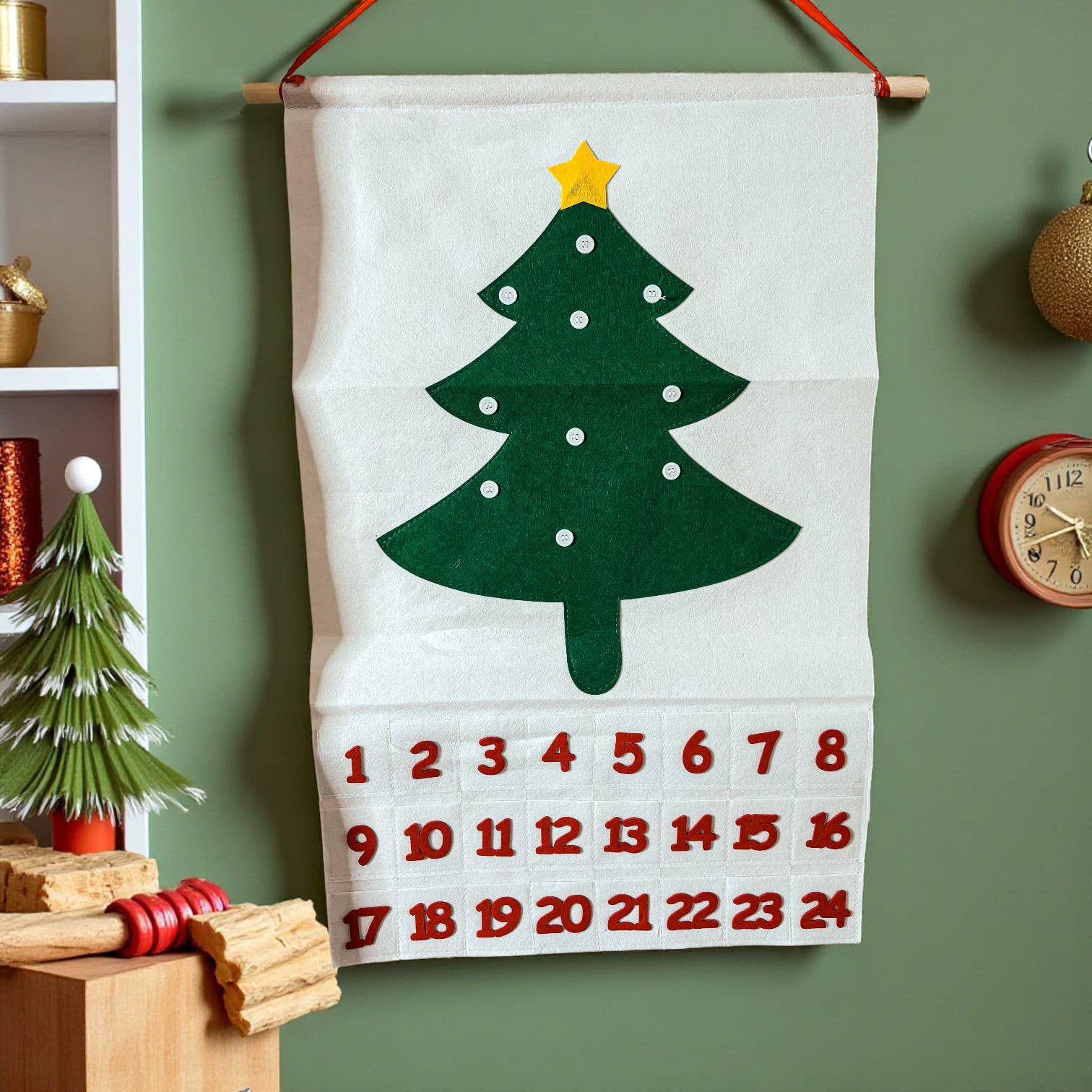 Gia Roma - Vente Calendriers de l'avent - Calendrier de l'Avent en feutre avec ornements en peluche faits à la main réutilisables28