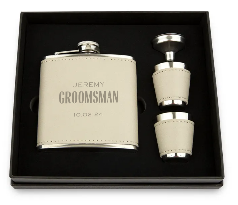 Weddingstar Inc. - Wholesale Flask - Faux Leather Wrapped Flask Gift Box Set - Modern Groomsman0