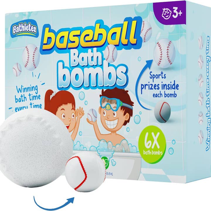 Baseball badebomber til børn med præmie indeni - 6-pakke for engroshandel hos Bathletes World