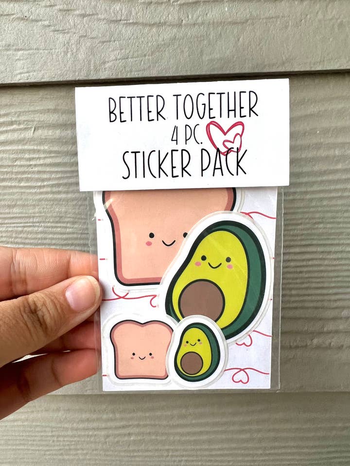 Avocado Toast Water Resistant Sticker Pack for Couples for wholesale by Crafted by Taryn, LLC