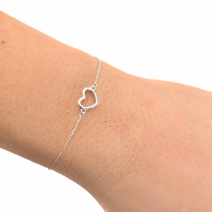 Blueyejewelry - Wholesale Charm/Dangle Bracelet - 925 Silver Heart Bracelet - Dainty Heart Charm Bracelet
