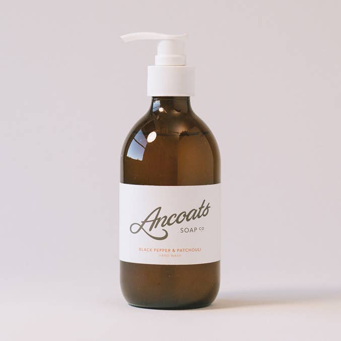 Black Pepper & Patchouli Hand Wash for wholesale by Ancoats Soap Co.