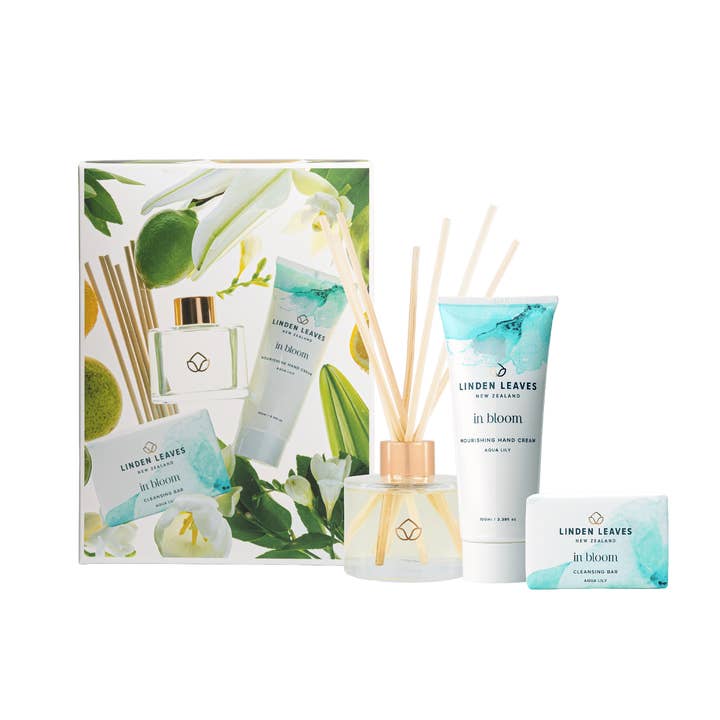 Linden Leaves - Wholesale Bath & Body Set - Aqua Lily Hands & Home Gift Set