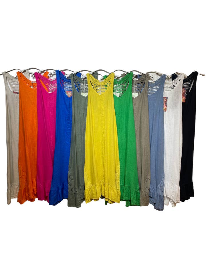 LINEN & COTTON HOUSE - Wholesale Dress - Women's - 8521LONG DRESS IN LINE SUMMER CLOTHING
