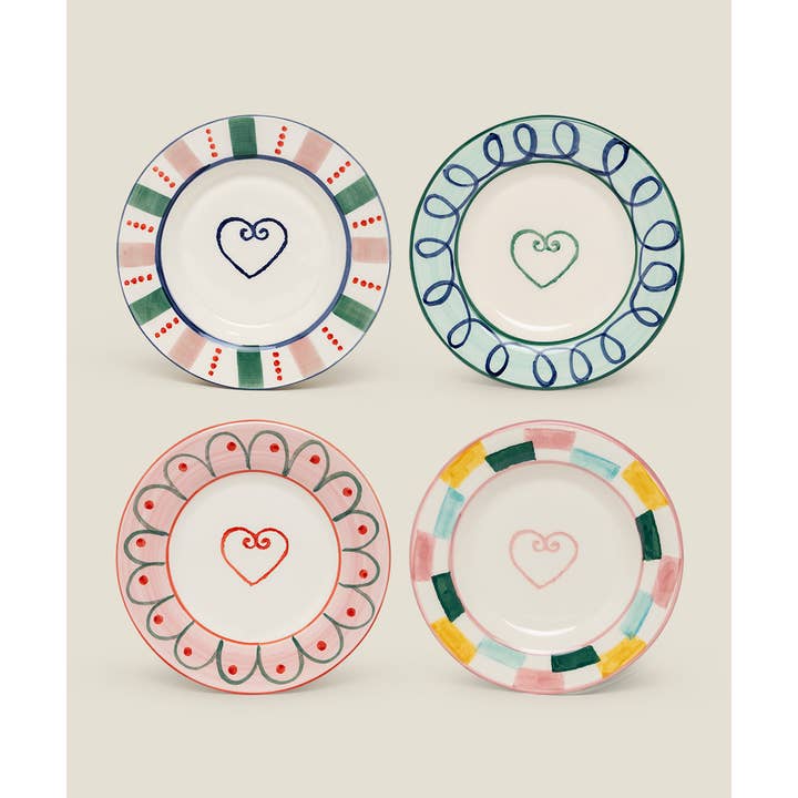 Set Of 4 Heart Bread Plates for wholesale by ACTOS