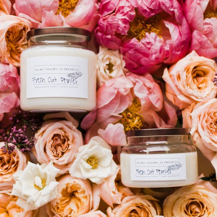 Fresh Cut Peonies Soy Candle for wholesale by Palms, Psalms, & Prosecco