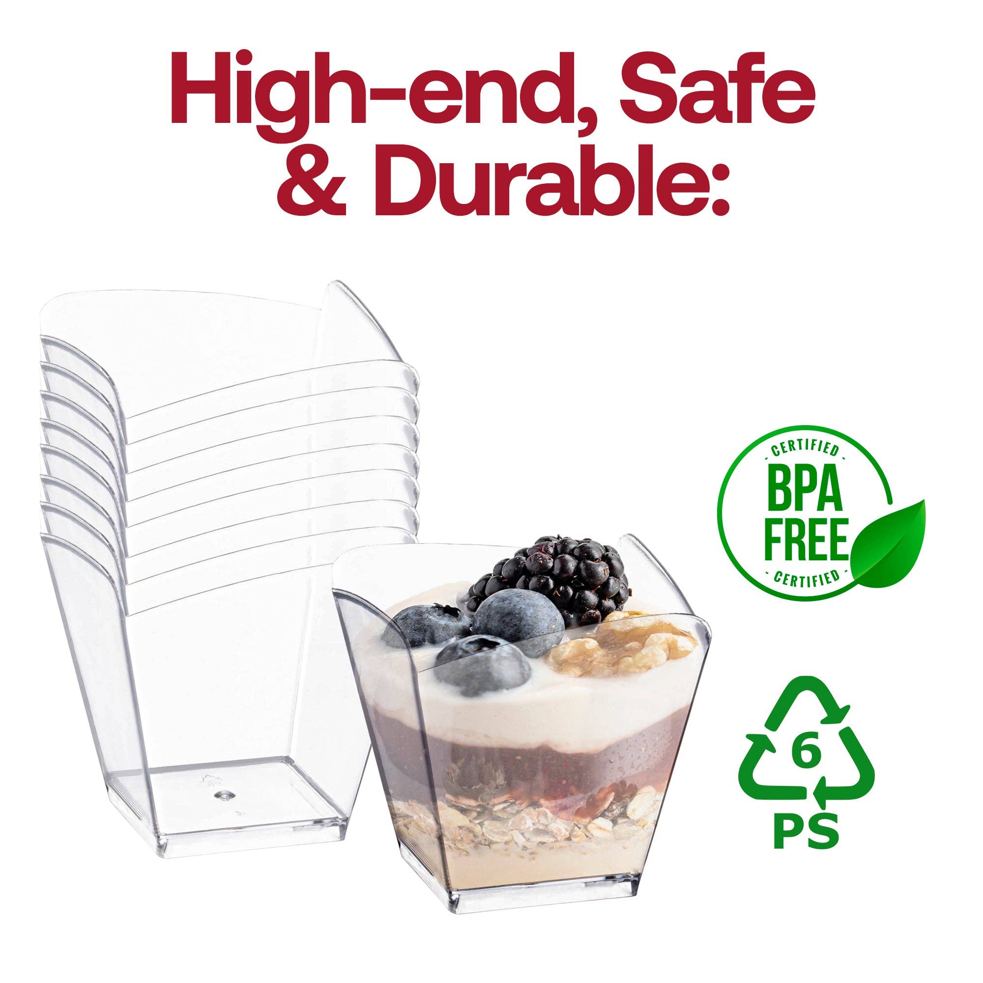 Smarty had a Party - Wholesale Wegwerpbeker - 3,5 oz. Heldere Kleine Vierkante Wegwerp Plastic Bekers - 12 stuks5