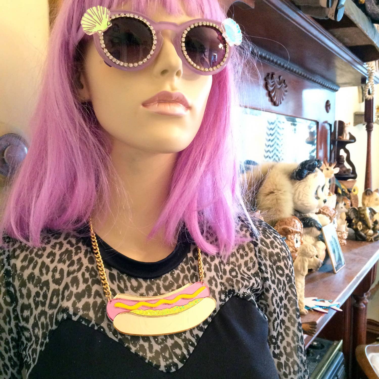 I'm Your Present – wholesale Hänge-/berlockhalsband – Hot Dog Laser Cut Akryl Mat Halsband, Laserskuren akryl,2