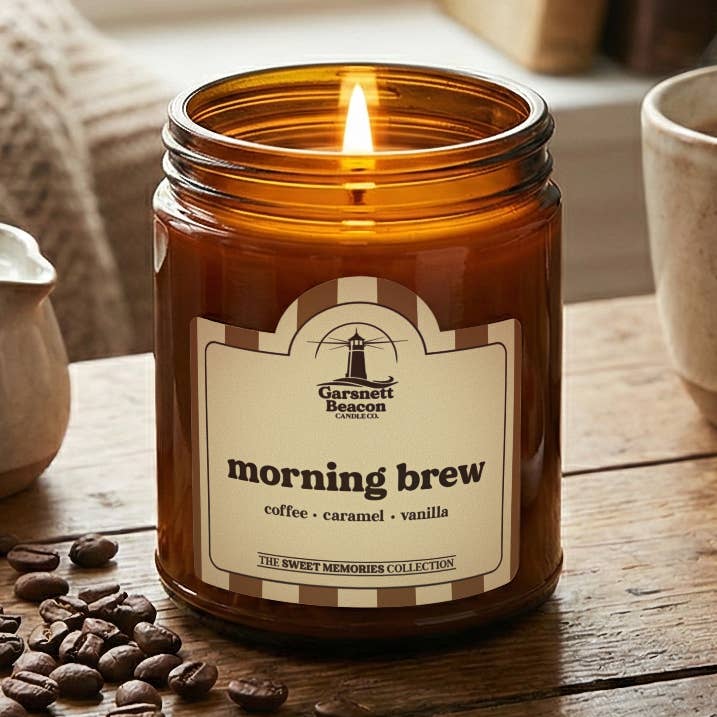 Garsnett Beacon Candle Co. - Wholesale Jar/Filled Candle - Morning Brew Candle - Coffee, Caramel, Vanilla Scent0