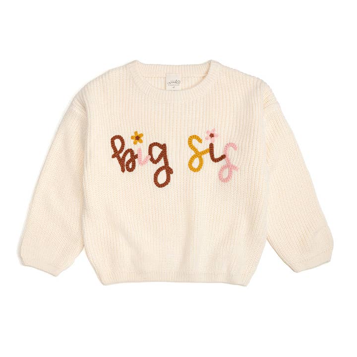 Sweet Wink - Wholesale Knit Sweater - Kids - Big Sis Yarn Knit Sweater - Family Fun - Birth Announcement