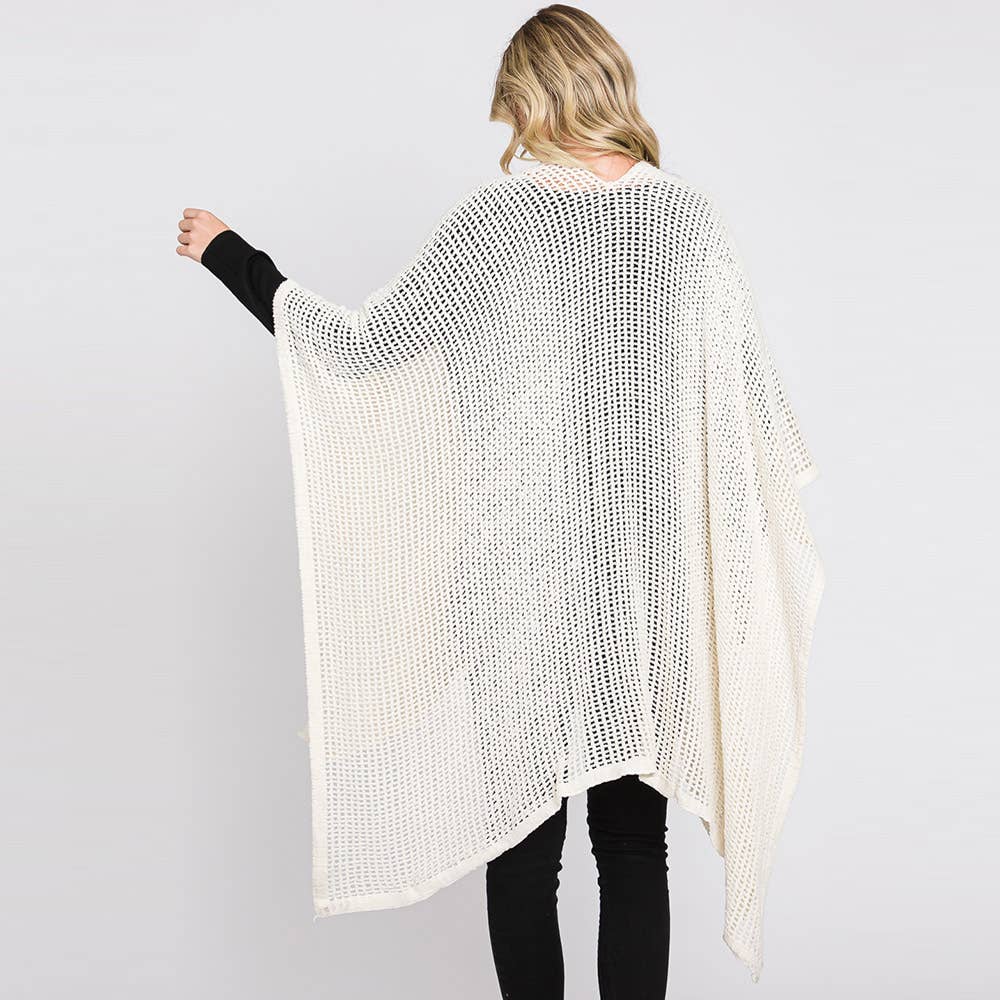 Sensibling Corp. – wholesale Poncho - Dam – Solid Chenille Virkad Ruana Poncho19