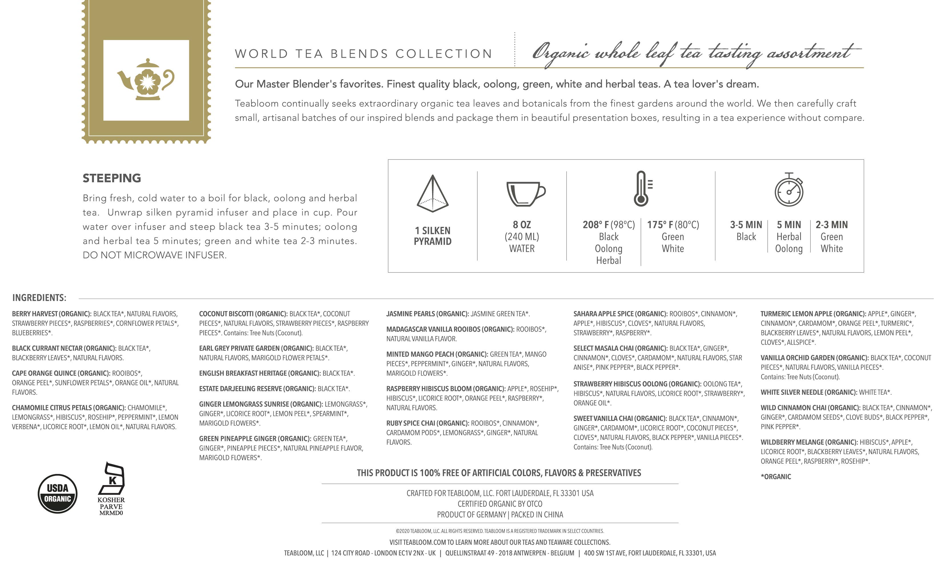Teabloom - Wholesale Health/Detox Tea - Teabloom World Pyramid Tea Collection, 24 Organic Teas5