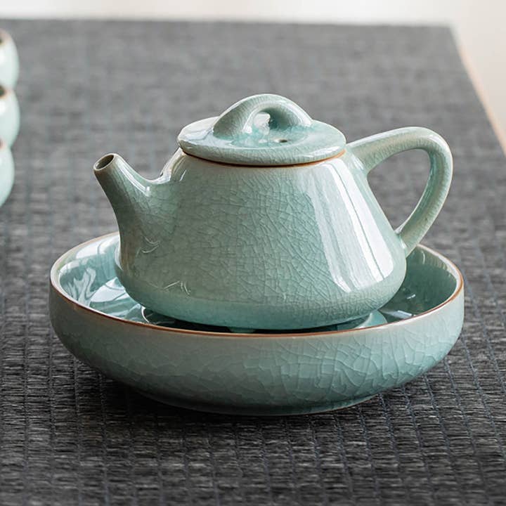 Théière artisanale avec glaçure craquelée pour la vente par MinoCraft