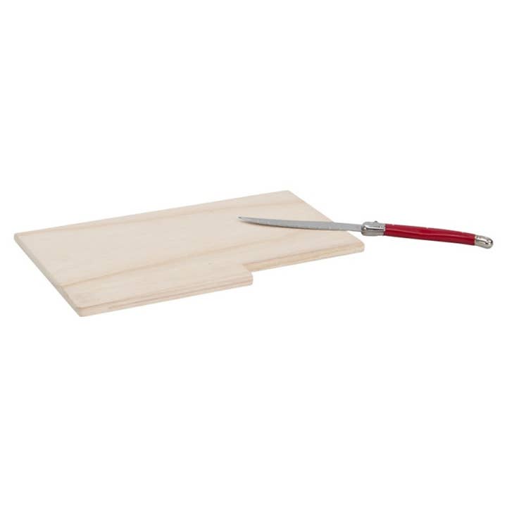 Deffrennes - Wholesale Cutting Board - Wooden cutting board with a knife1