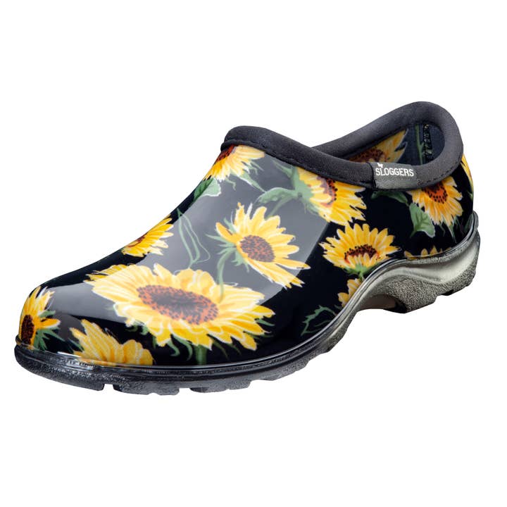 Women's Garden Shoe, Sunflower Print Black for wholesale by Sloggers