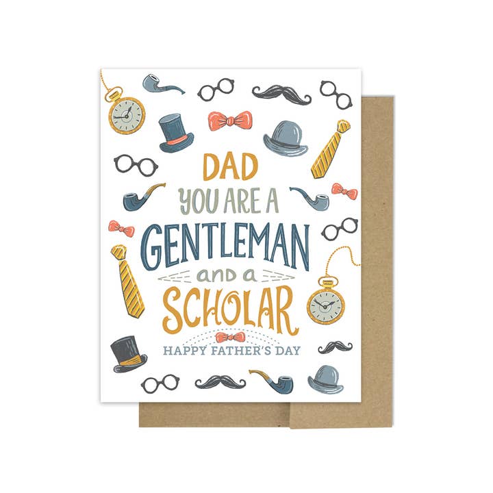 Retro Gentleman Scholar Vaderdagkaart voor wholesale door Dot&Jot