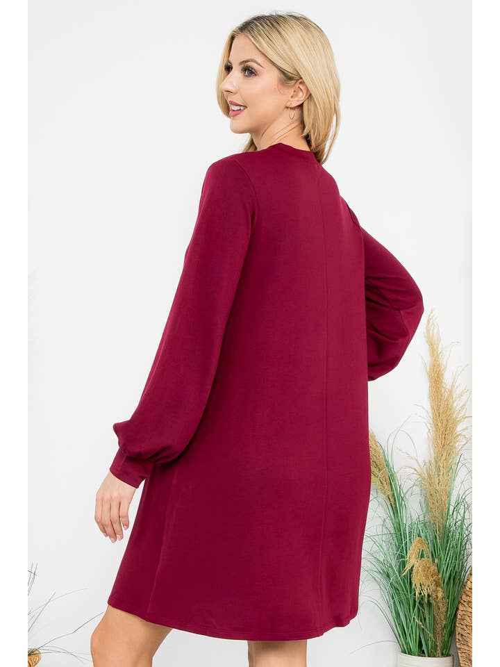 You & Me - Wholesale Dress - Women's - SALE!!! YMD10062XV-PLUS SIZE PUFF SLEEVE FRENCH TERRY DRESS31