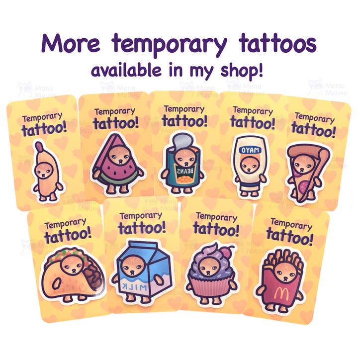 Mona Mauve • Silly Art! - Wholesale Temporary Tattoo - Taco Cat Temporary Tattoo | Snack Cats Collection
