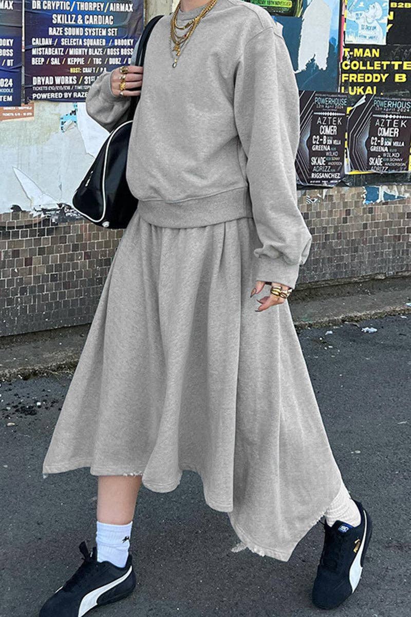 GREY Asymmetrical Skirt Set for wholesale on Faire2