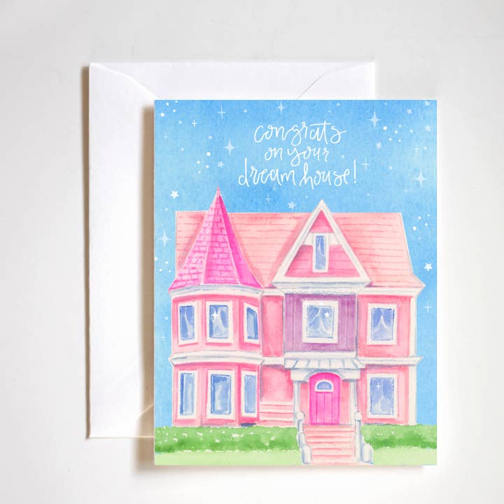 congrats on your barbie dream house, housewarming card for wholesale by Stephanie Tara Stationery