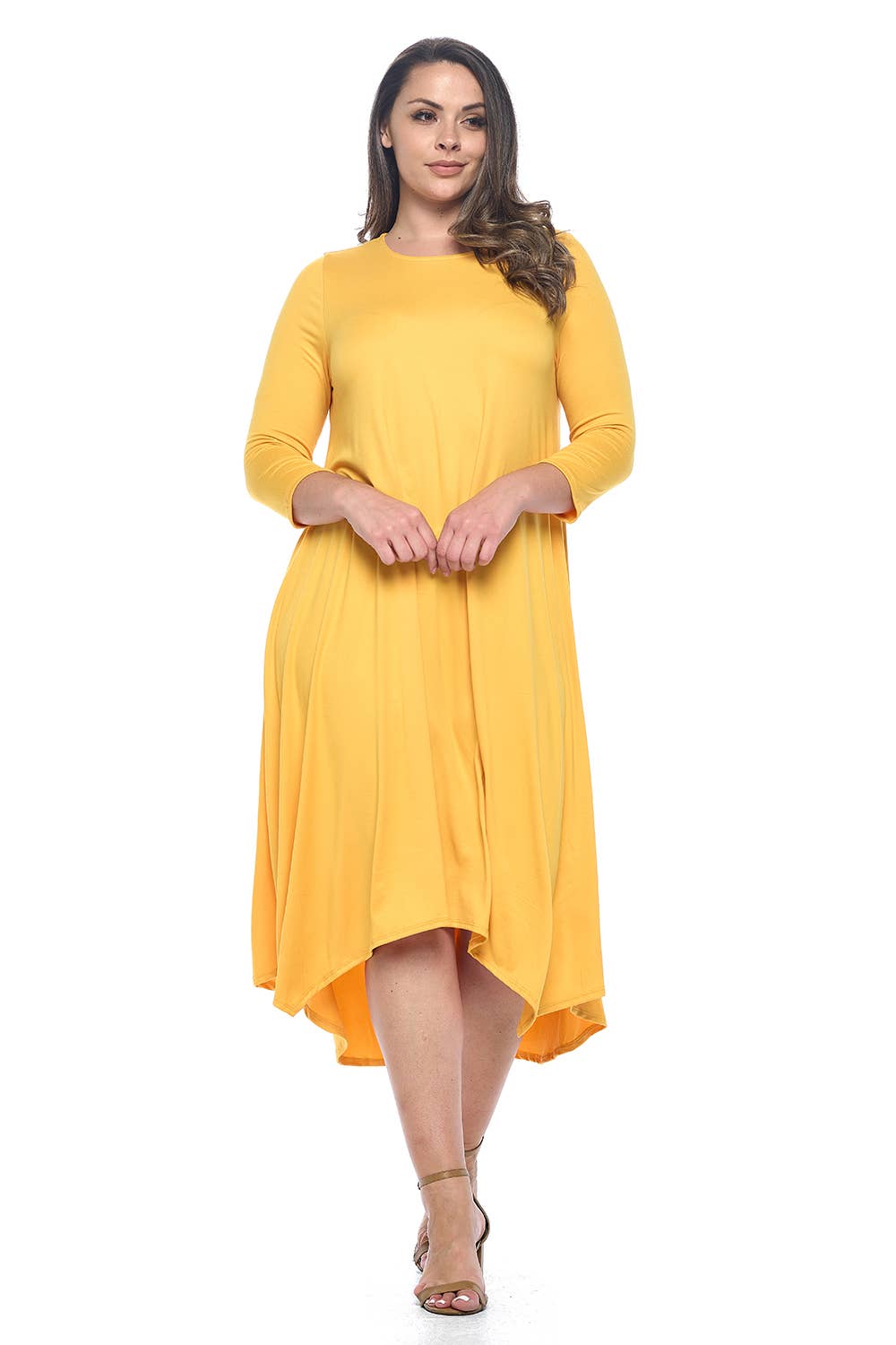 Allium - Wholesale Dress - Women's - Asymmetric Hem Midi Dress Plus Size8