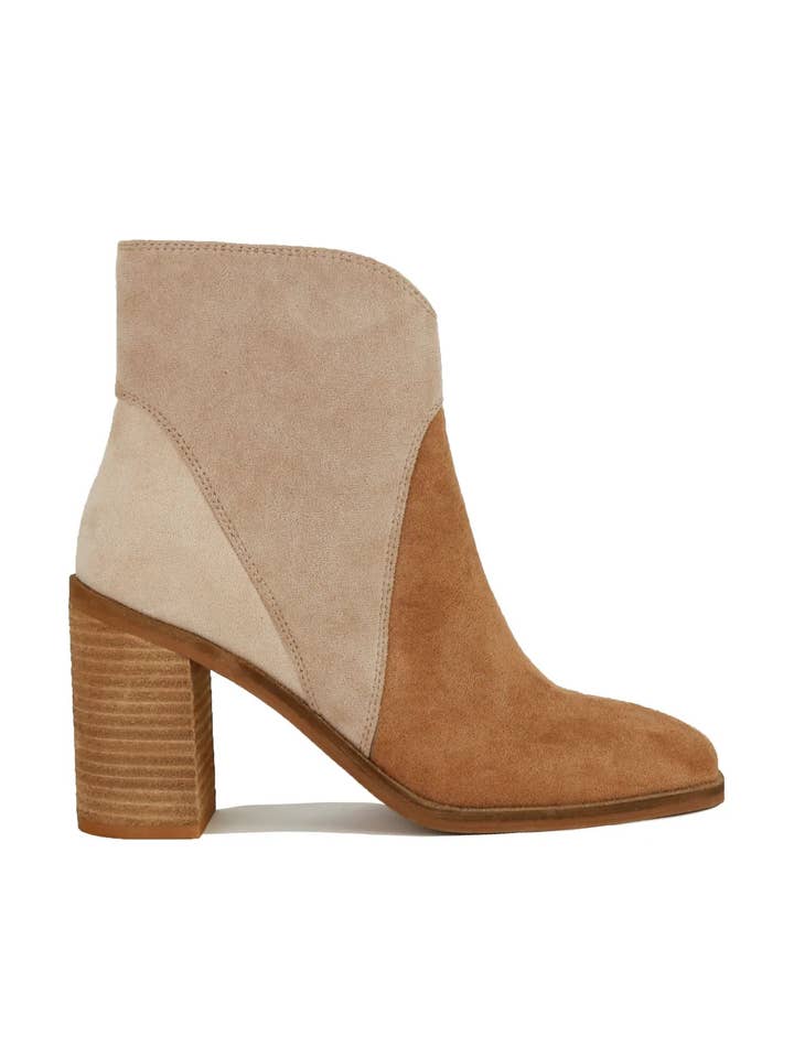 Mars Sky Shoes Wholesale - Wholesale Booties - Women's - Beast Fashion Women Stacked Leather Heel double tone Booties