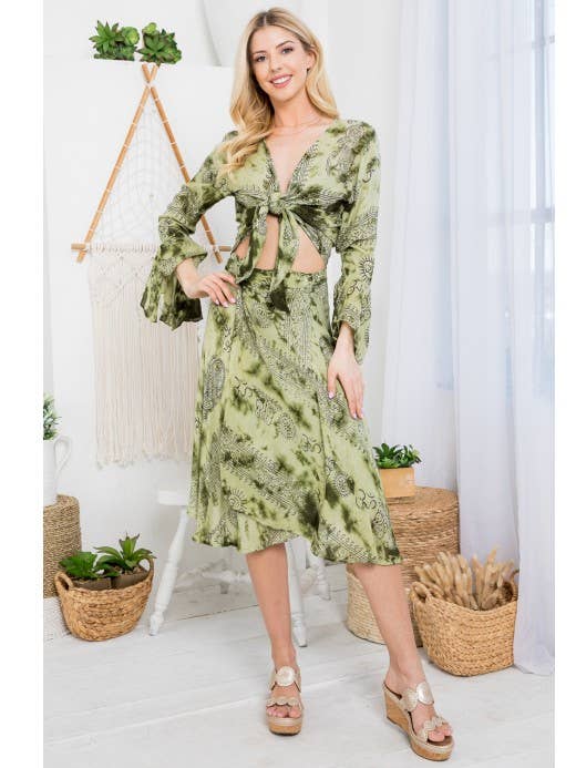 Tie-dye Deity Bell Sleeve Tops (KT-1321) for wholesale by Kathmandu Imports