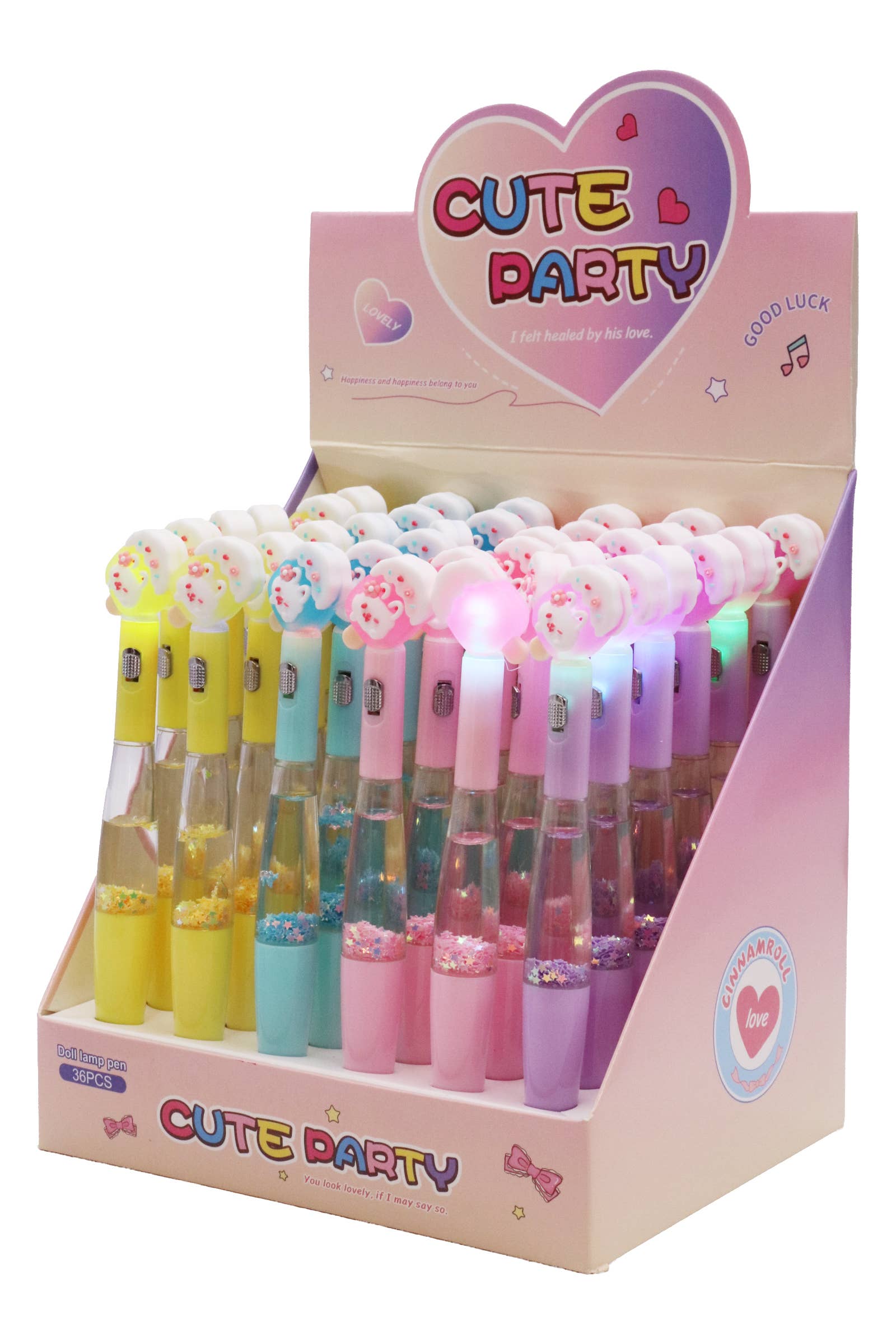 Cap Zone - Wholesale Pen - Bunny Popsicle LED Light-Up Glitter Liquid Pen - 36 pcs1
