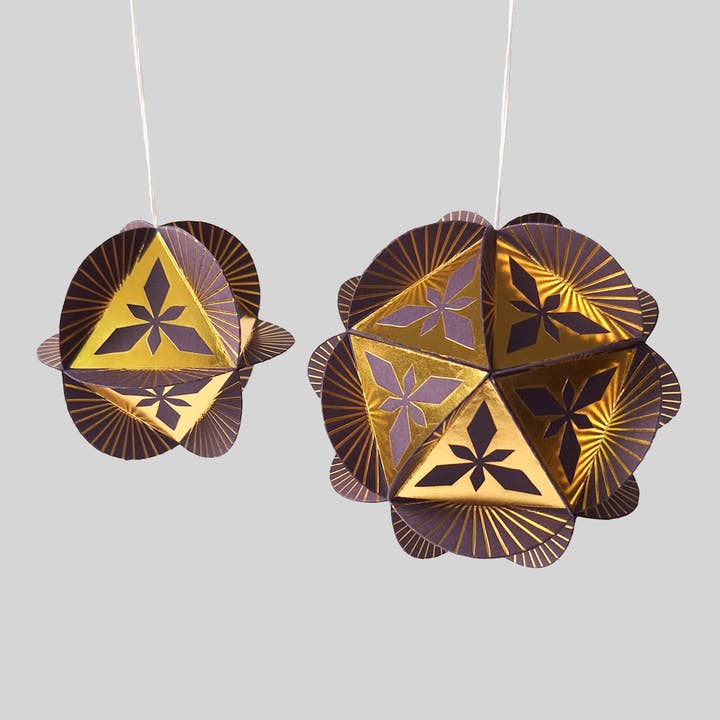 Kiss The Paper - Wholesale DIY Craft Kit - Globe Ornament Kit - Prism 8 sided - Gold/Purple1