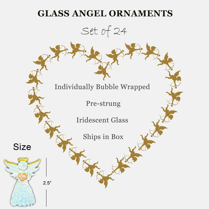 4E's Novelty - Wholesale Ornament - 4E's Glass Angel Ornaments for Christmas Tree (Set of 24)