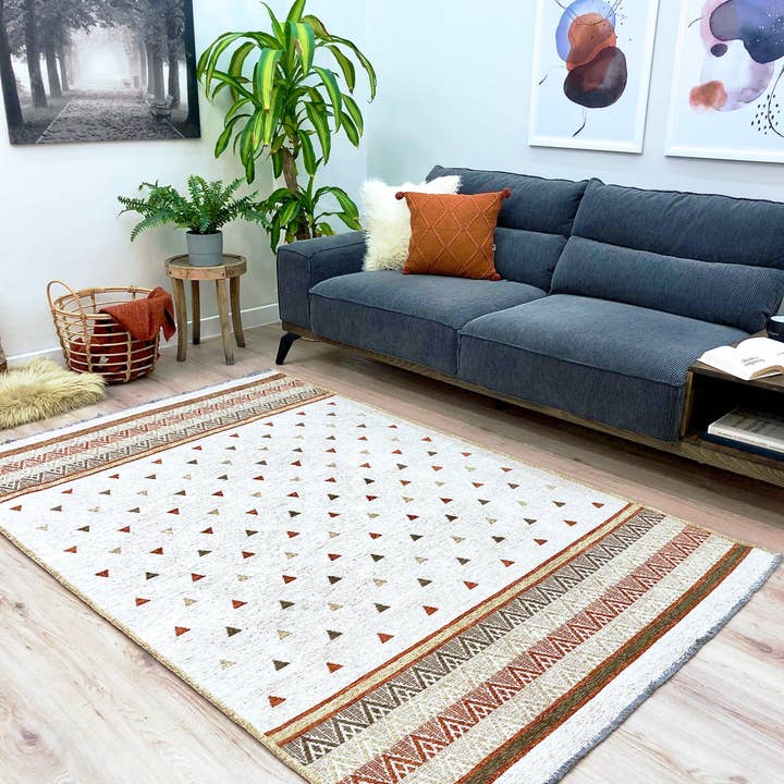 Alfa Rich Inc - Vente Tapis - Tapis triangulaires en terre cuite beige