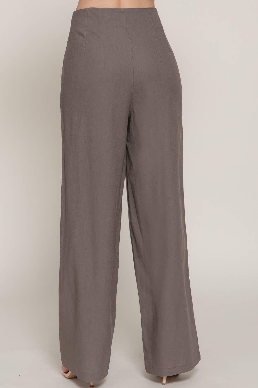Active Basic | Active USA - Wholesale Pants - Women's - High Waist Pintuck Detail Straight Linen Pants6
