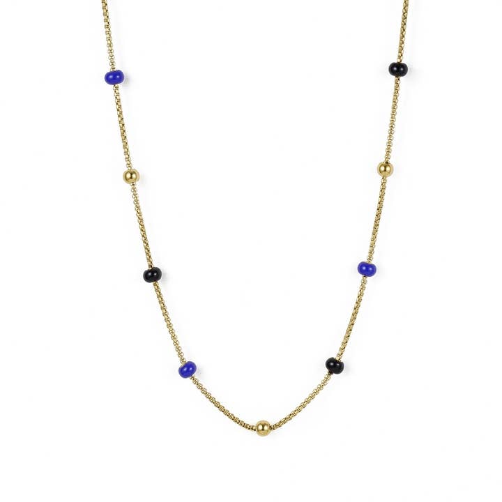 Collar Largo de Esmalte Globo Azul/Oro para venta al por mayor de Bud To Rose