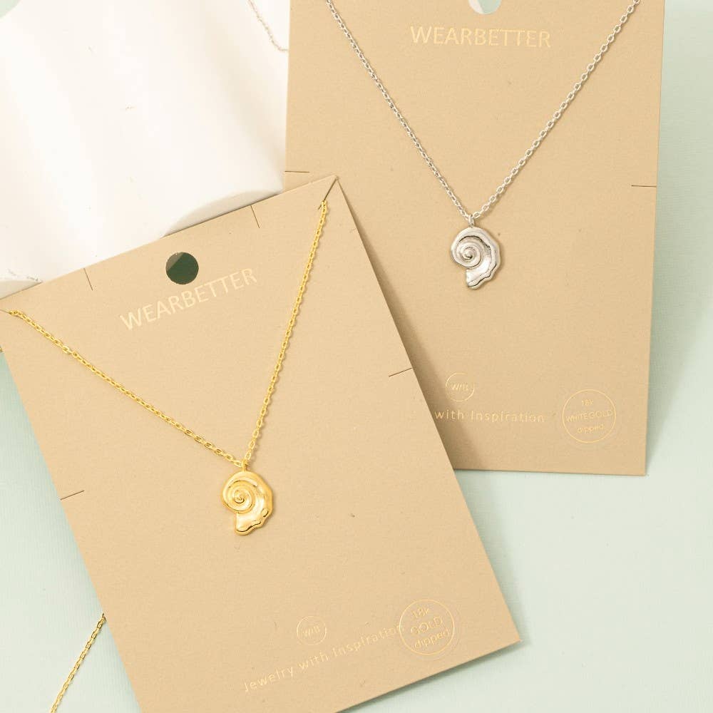 Fame Accessories - Wholesale Halskettinghanger - Goudgedompelde Spiraalvormige Zeeschelp Hanger Ketting0