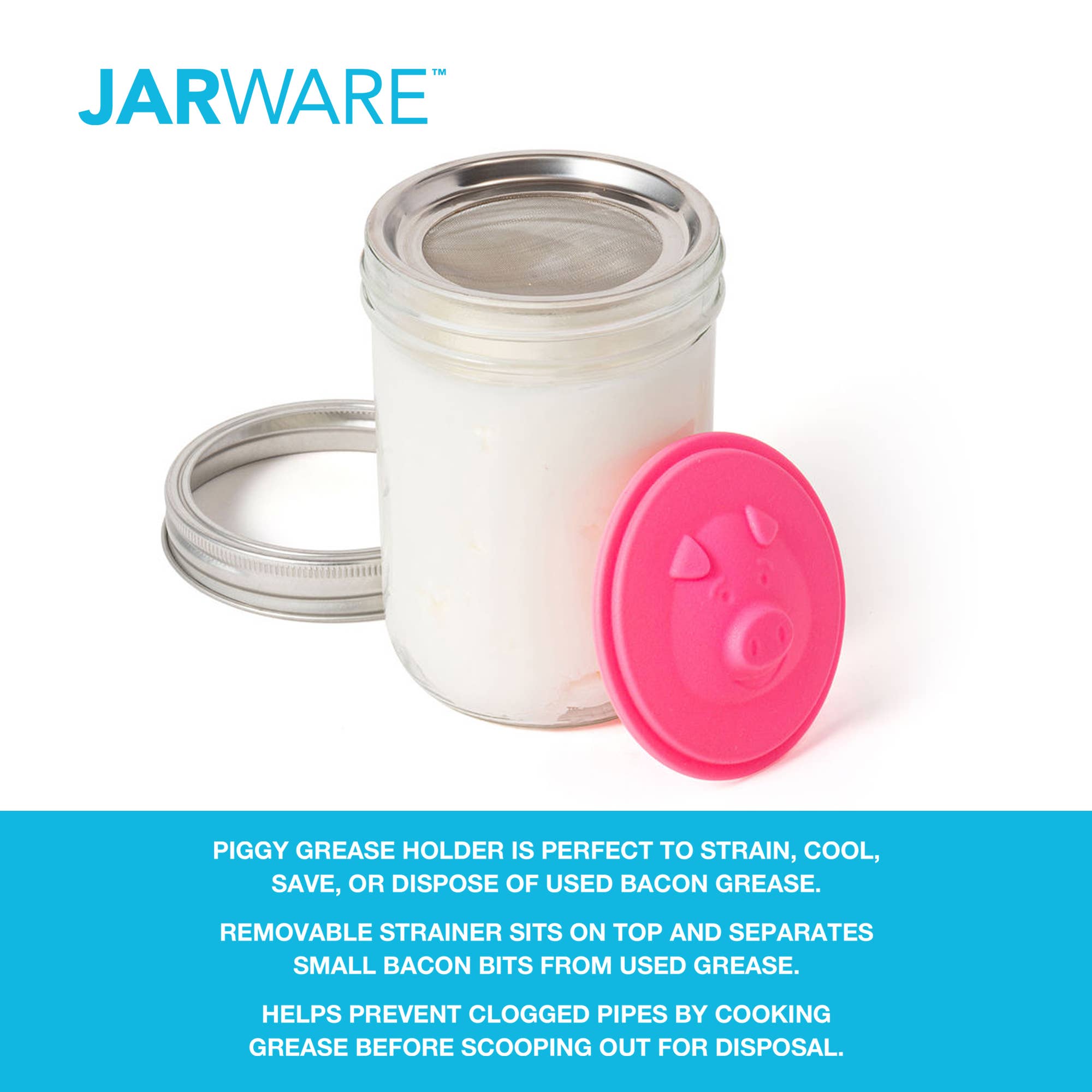 Fox Run Brands - Wholesale Jar - Jarware Silicone Grease Saver Lid, Wide Mouth Mason Jar3
