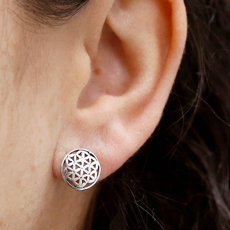 Ethike.eu - Wholesale Jewelry Set - silver necklace and earring set - Flower of Life2