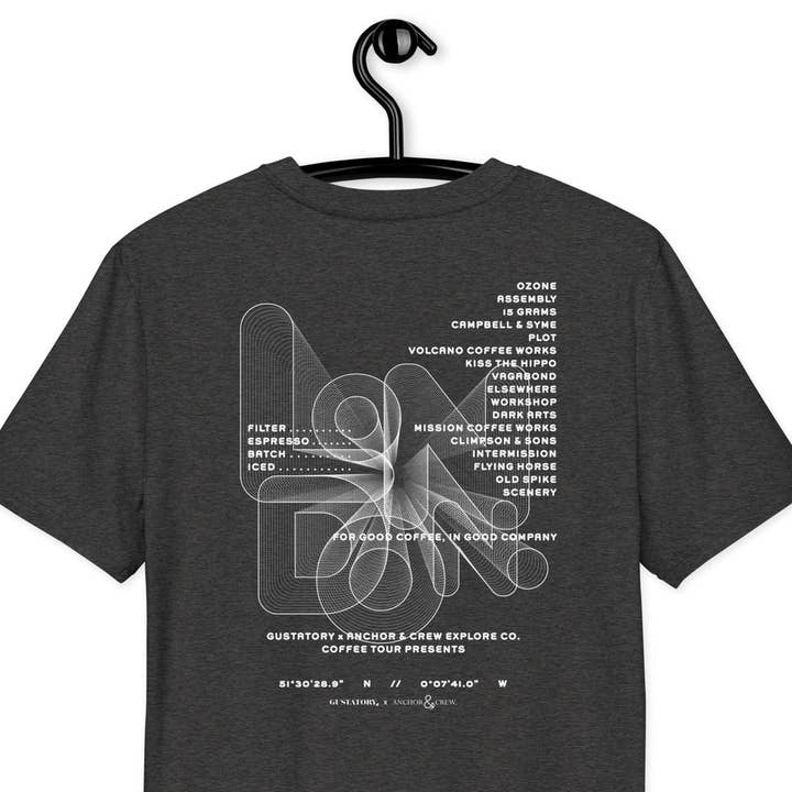 GUSTATORY London Coffee Scene Ekologisk Bomull Broderad T-shirt för wholesale av ANCHOR & CREW