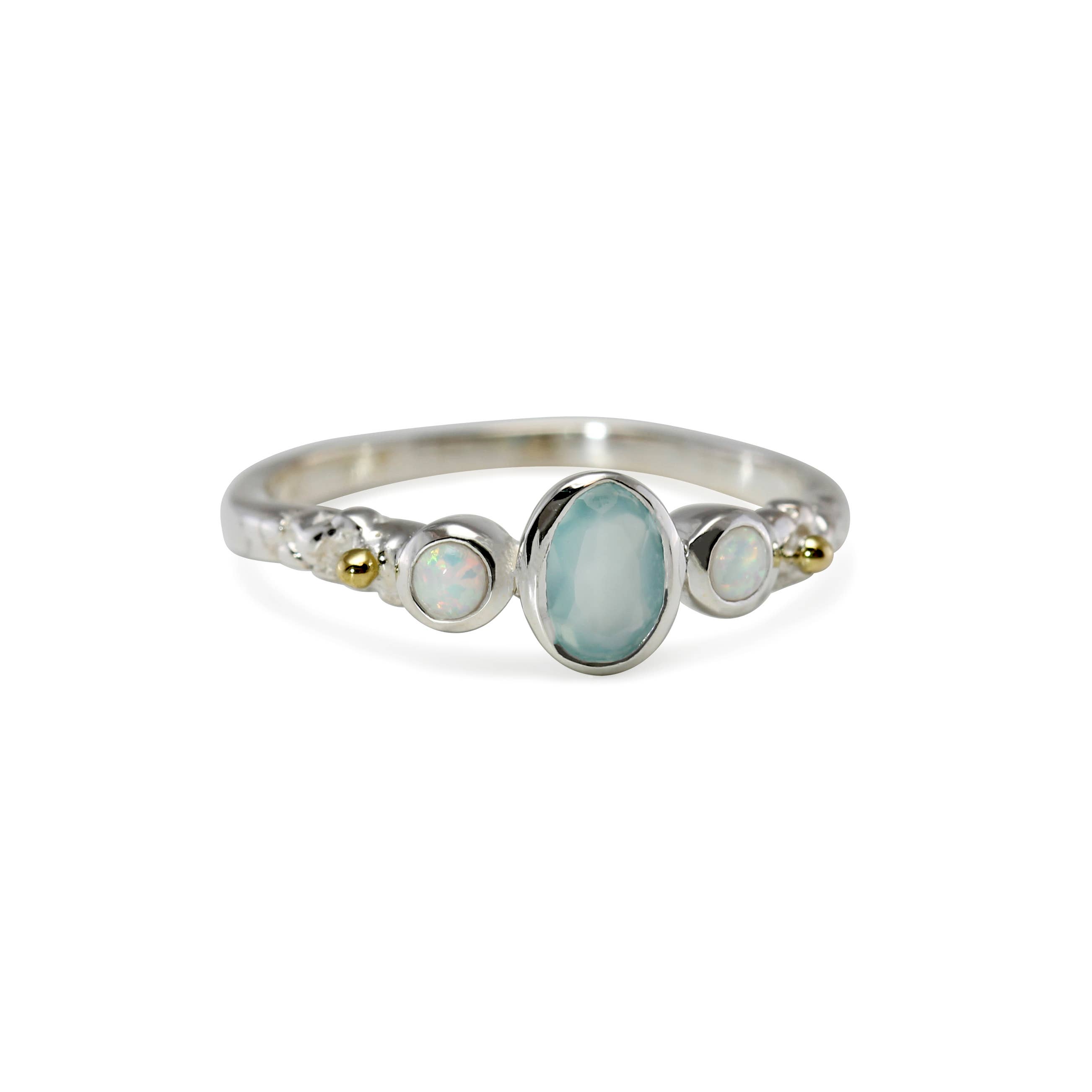 Banyan Jewellery – wholesale Multi-stone ring – Aqua Chalcedony and White Opal Ring4
