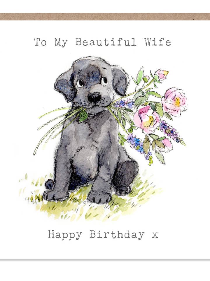 Cumpleaños de esposa - Para mi hermosa esposa - Black Labrador para venta al por mayor de Paper Shed Design Ltd