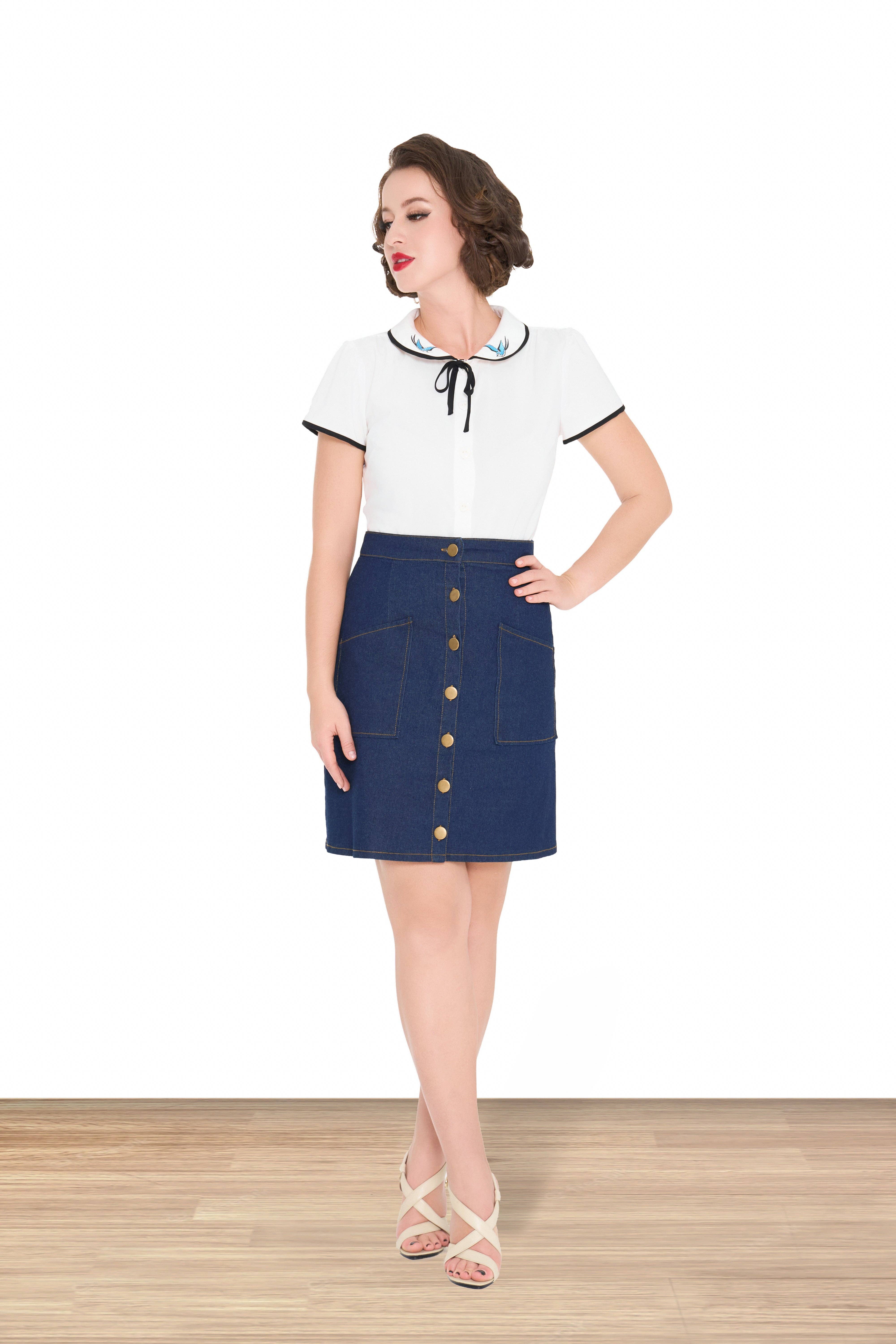 Lindy Bop / Econotrom S.L. - Wholesale Blouse - Dames - Tracey Mae blouse wit met borduurwerk en kanten details2