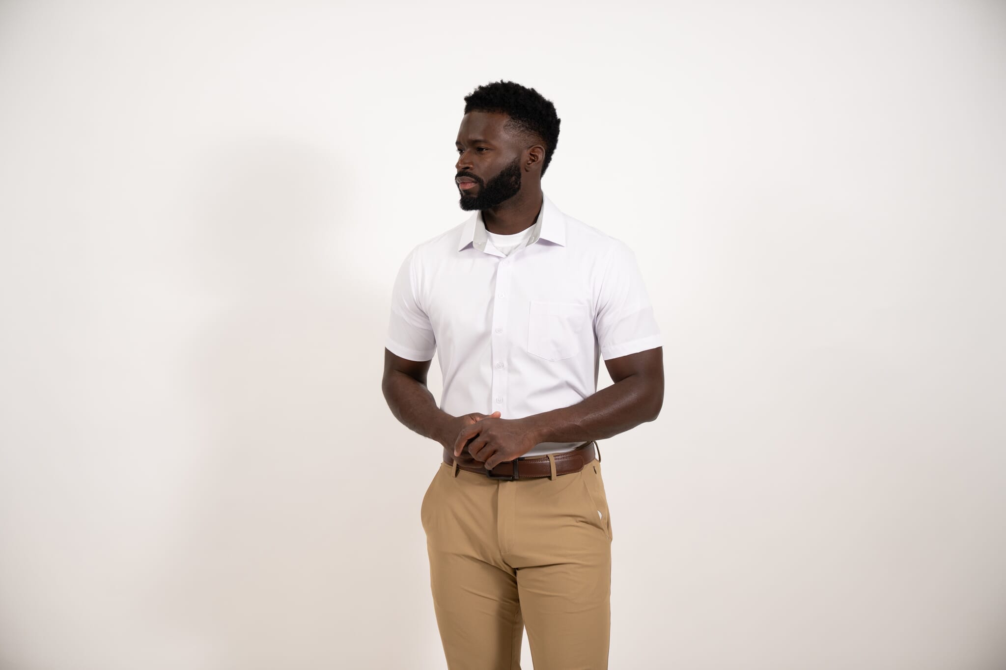 Tough Apparel - Wholesale Button Down Shirt - Men's - White Hustle Dress Shirt - Short Sleeve21