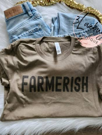 3lovebugsboutique - Wholesale Screen Printed T-Shirt - Women's - Farmerish Shirt,Farm Graphic T-Shirt(Farmer/Shop Local)1