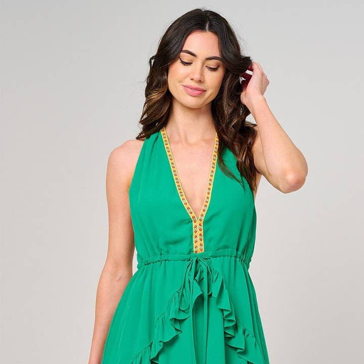 2583- Vestido sem mangas com folhos e acabamento bordado por atacado de IWT Brands