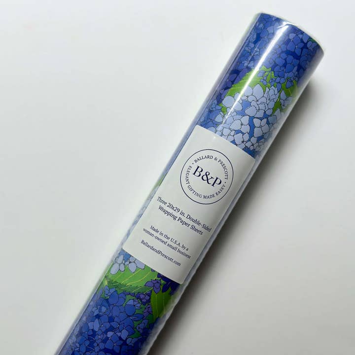 Ballard & Prescott - Wholesale Flat Wrap - Hydrangea Wrapping Paper